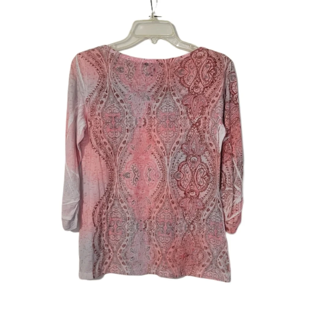 NWOT Style & Co Women's Size Small 3/4 Sleeve Embellished Top Multicolor